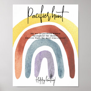 Poster Caça de caça com Aquarelas Boho Rainbow Pacifier