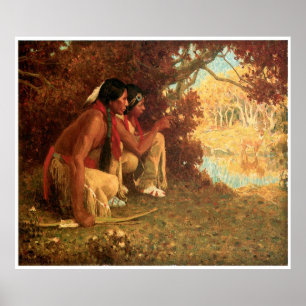 Pôster Caça de Eanger Irving Couse para cervos