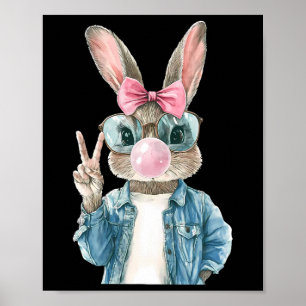 Poster Caça De Ovo De Coelho De Baixo Com Coelho Da Pásco