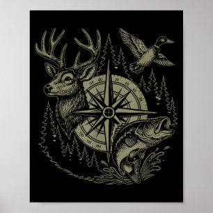Poster Caça de Patos de Cervos Pescaria Resolve a Maioria