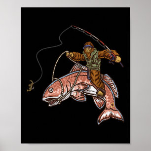 Poster Caça de pesca de Redfish Bigfoot Pescadores
