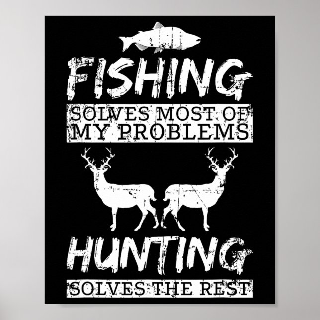 Poster Caça de Pesca Engraçada Resolve Problema Peixe Vea (Frente)