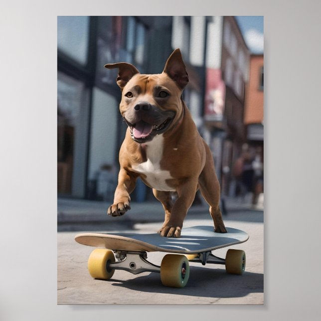 Poster Caça de skate: Um Staffy em Movimento (Frente)