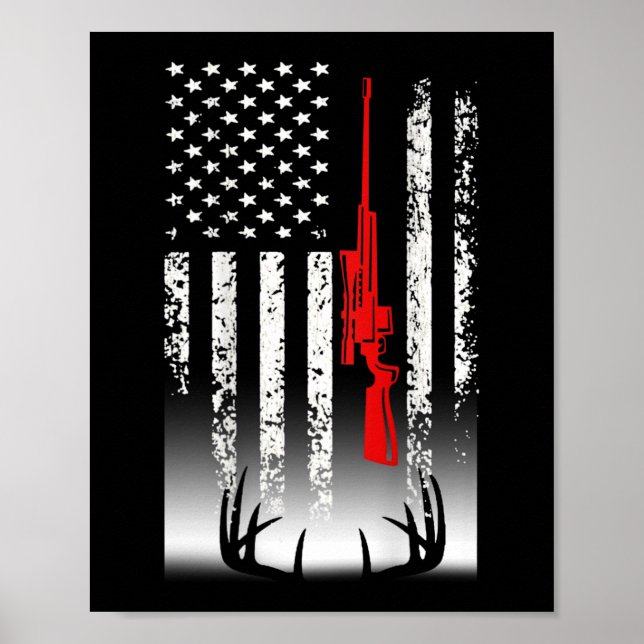 Poster Caça de veados à bandeira americana (Frente)