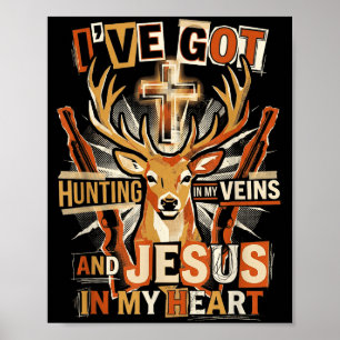 Poster Caça Em Minhas Veias Jesus No Coração Veado Cristã