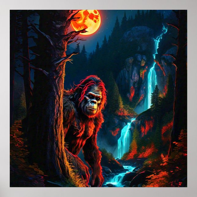Poster Caça Noturna do Sasquatch ao Luar (Frente)