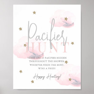 Poster Caça Pacificadora de Chá de fraldas Rosa-Rosa com