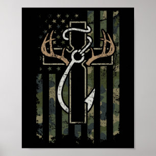 Poster Caça Pesca Fé - Caçador Pescador Cristão
