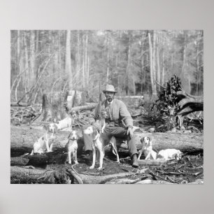 Pôster Caçador com seus Cães de Caça, 1897. Foto Antiga