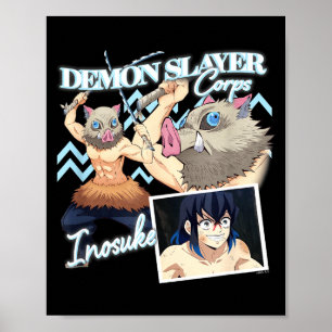 Poster Caçador de demônios kimetsu yaiba inosuke máscara