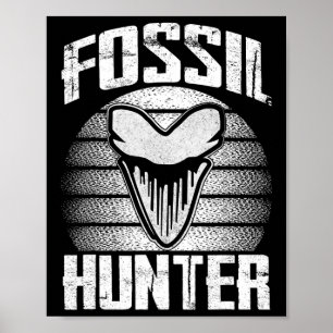 Poster Caçador de Fósseis Megalodon Dente de Tubarão Pré-