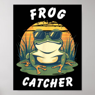 Poster Caçador de Rãs Retro Caça de Rãs Divertida Lagoa a
