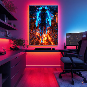 Poster Caçador de Recompensas Neon – Fora da Lei do Ciber