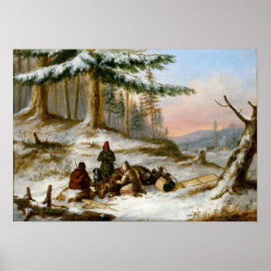 Poster Caçadores dos alces de Cornelius Krieghoff