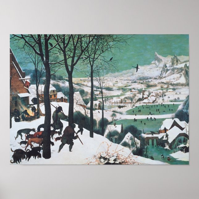 Poster Caçadores na neve por Pieter Bruegel (Frente)