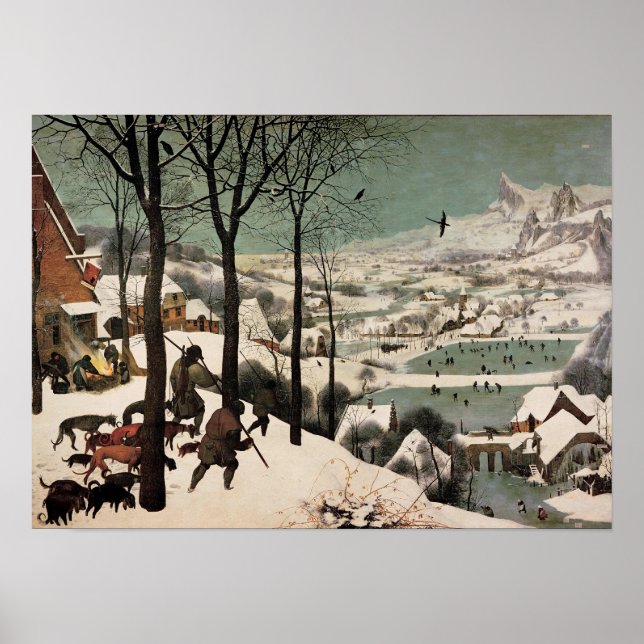 Poster Caçadores na neve por Pieter Bruegel (Frente)