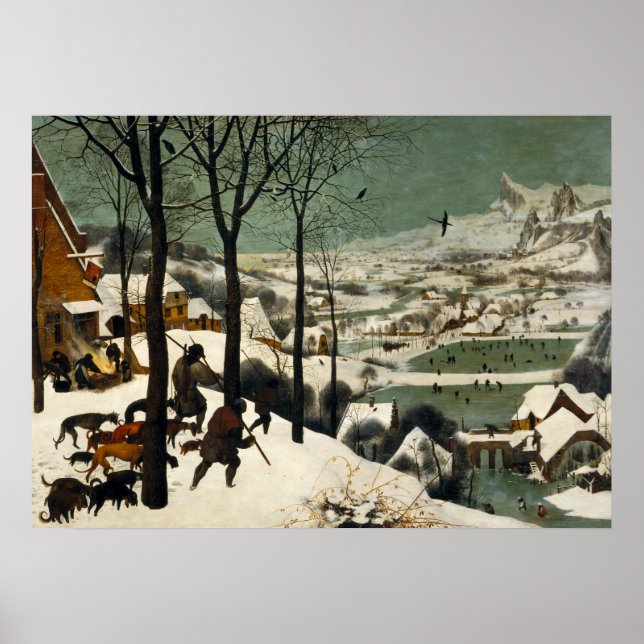 Pôster Caçadores na neve por Pieter Bruegel, o Velho (Frente)