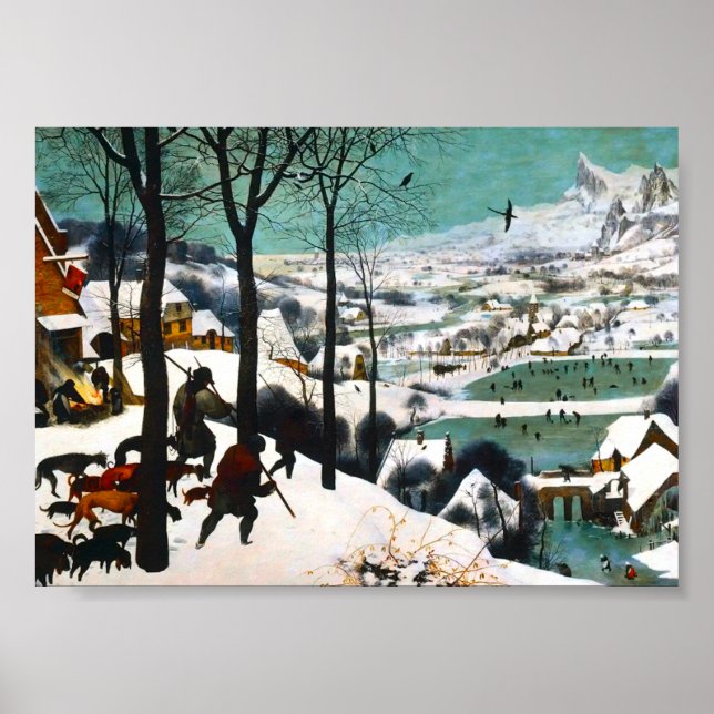 Poster Caçadores na Paisagem da Neve Pieter Bruegel (Frente)