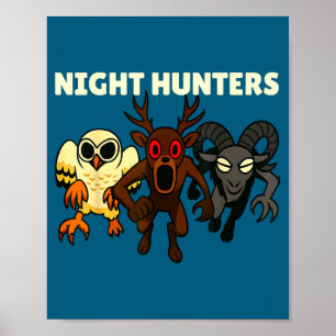 Poster Caçadores noturnos. 99 noites coruja veado carneir