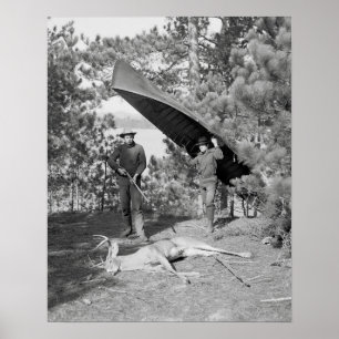 Poster Caçando no Adirondacks, 1902. Foto do vintage