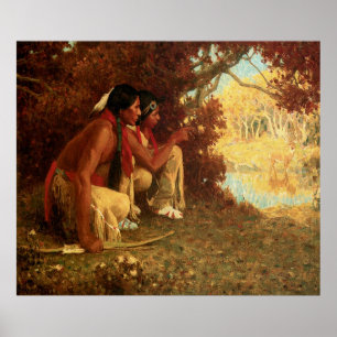 Poster Caçando para cervos, por Eanger Irving Couse