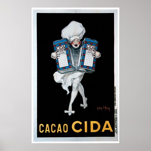 Poster Cacao Cida Vintage Comida Ad Art (Frente)