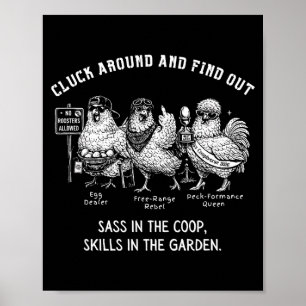 Poster Cacareje à volta e descubra meme de galinha atrevi