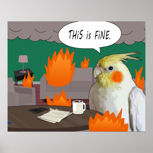 Poster Cacatua de Estimação Engraçada em Quarentena Isto  (Frente)