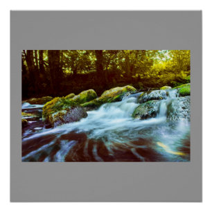 Pôster Cachoeira Água Rocha Verde Natureza Personalizar
