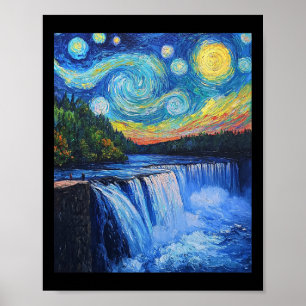 Poster Cachoeira de Niagara - Estilo Van Gogh - Noite Est