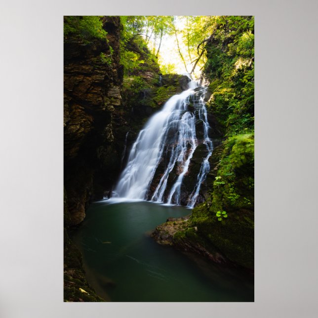 Poster Cachoeira deslumbrante com brilho da luz solar (Frente)