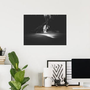 Poster Cachoeira minimalista em preto e branco
