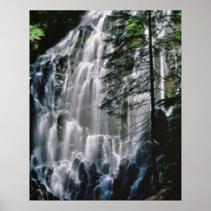 Pôster Cachoeira na floresta, Oregon
