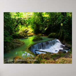 Poster Cachoeira Verde Exuberante Destino de Viagem Indon