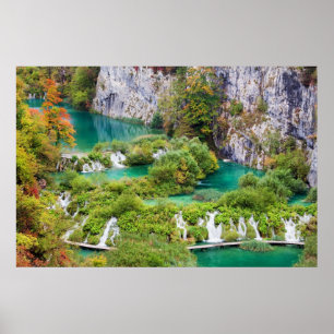 Pôster Cachoeiras no parque nacional dos lagos Plitvice