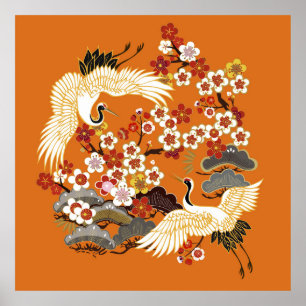 Poster CACHORAS E COR SAKURA. Sem costura floral colorida