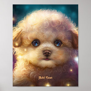 Poster Cachorrinho de Poodle Colorido Fofinho Berçário de