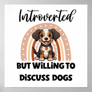 Poster Cachorrinho Fofo Boho Arco-Íris Gráfico "Introvert