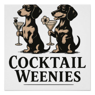 Pôster Cachorrinhos Cocktail Dachshund Cachorro Wiener En