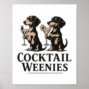 Poster Cachorrinhos Cocktail Dachshund Funny Wiener Dog