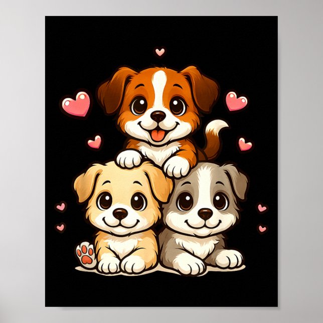 Poster Cachorrinhos fofos kawaii neko presente engraçado  (Frente)