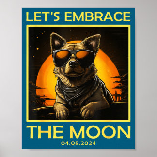Poster Cachorro Abraço da Lua Eclipse Solar Total 2024 En