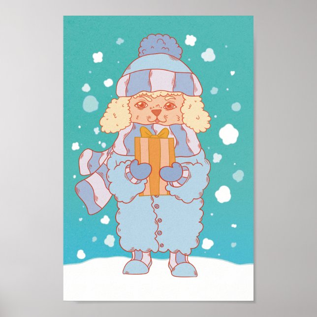 Poster Cachorro Aconchegante de Inverno (Frente)