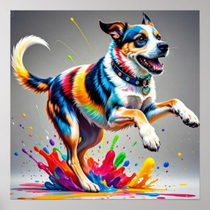 Poster Cachorro alegre e alegre e divertido, salgado