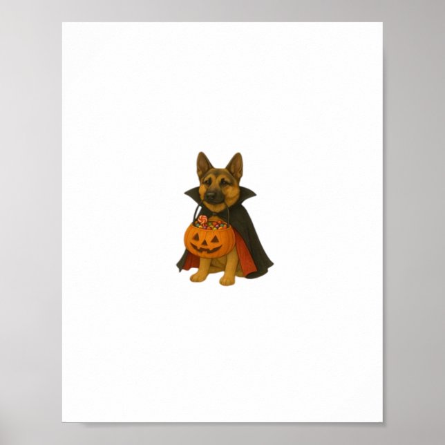 Poster Cachorro alemão do Dia das Bruxas em Vampiro Const (Frente)