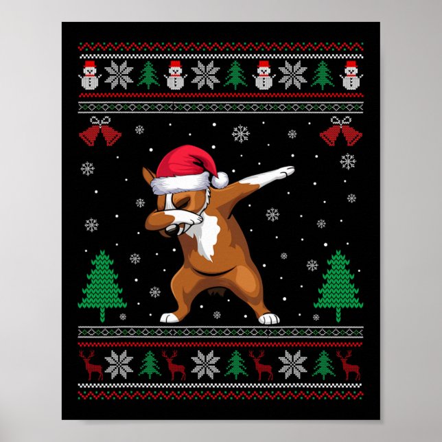 Poster Cachorro Australiano Cachorro Santa Hat Meninas (Frente)
