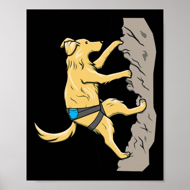 Poster Cachorro Aventureiro Gráficos de Escalada de Rocha (Frente)