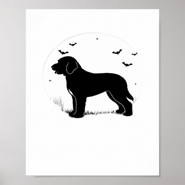 Poster Cachorro Barbet - Silhueta Lua Halloween Superdime (Frente)