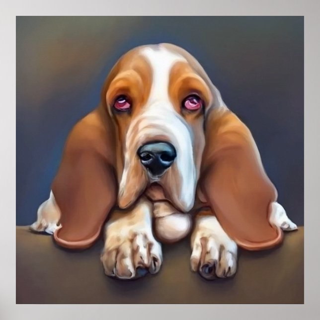 Poster Cachorro Basset - Retrato Cachorro (Frente)