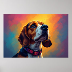 Poster Cachorro Beagle Bonito Com Coleira Vibrante